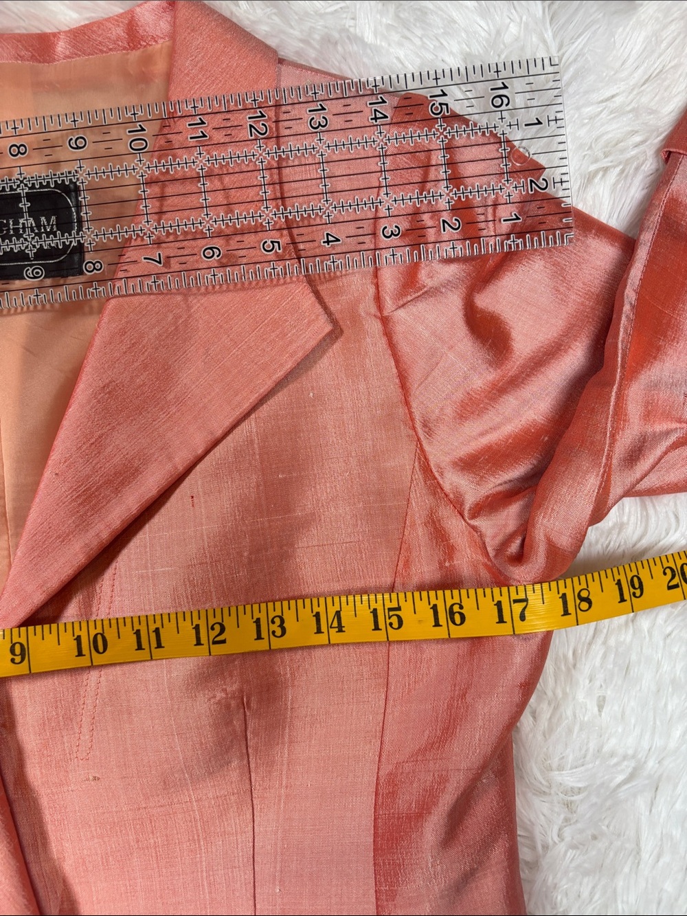 Vintage Silk Shantung Two Piece Suit Peach Pink Green Size Med Read Description - Picture 13 of 16